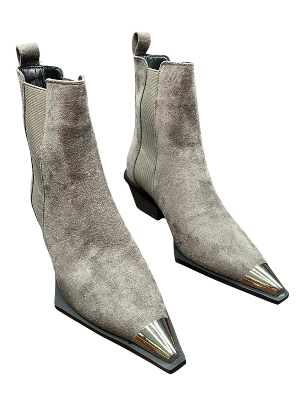 Women’s Pointed Toe Chelsea Boots with Metal Cap